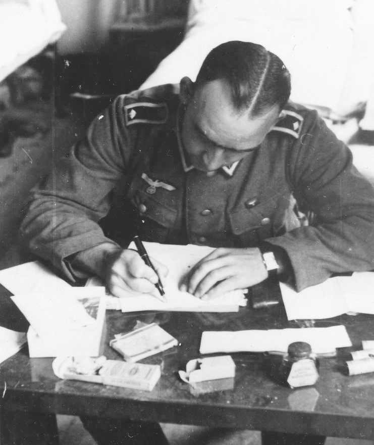 Wehrmacht officier writting feldpost letter WW2 German WWII